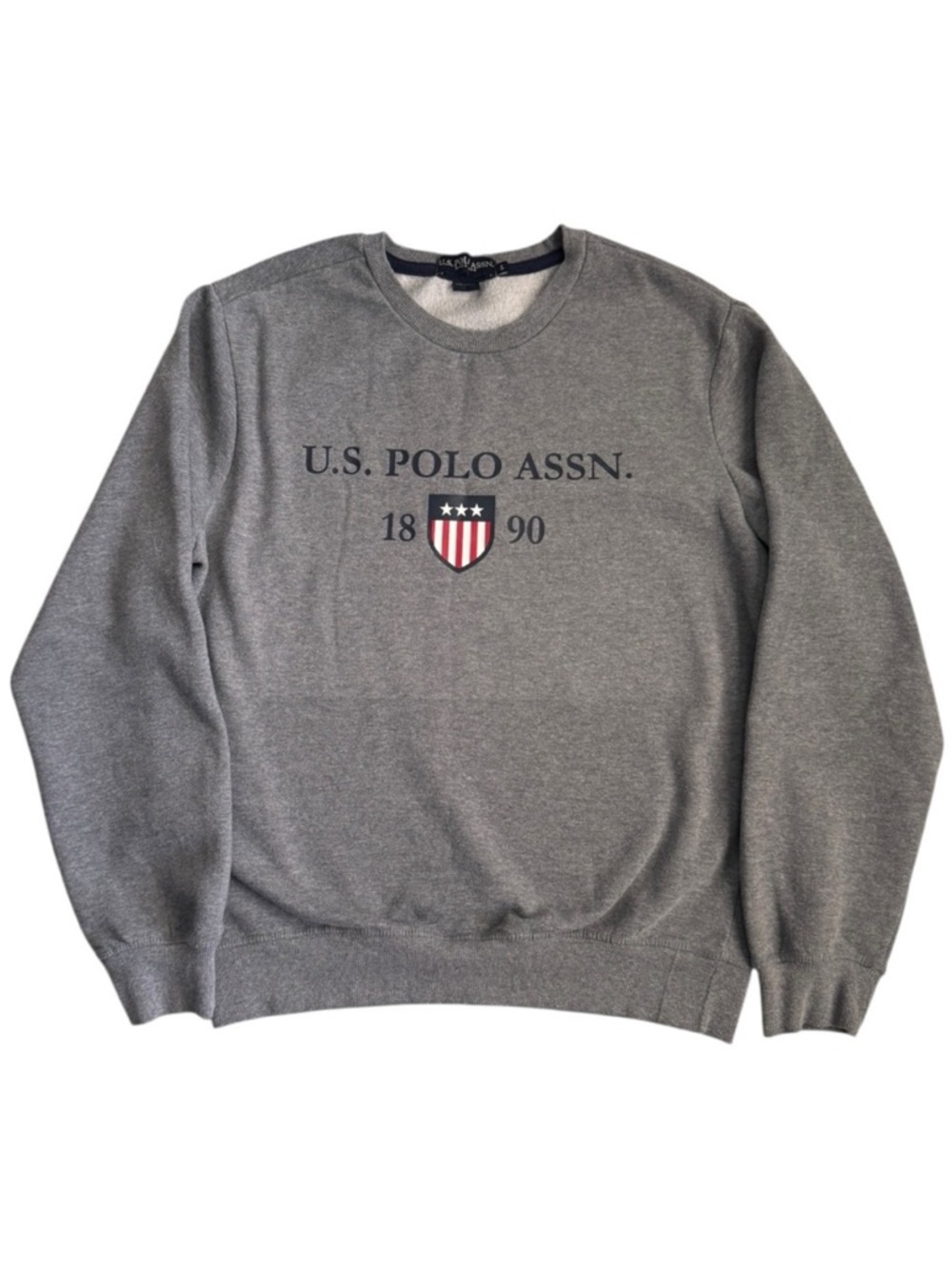 U.S. Polo Assn. Gray Graphic Crewneck Y2k Fall Sweater
